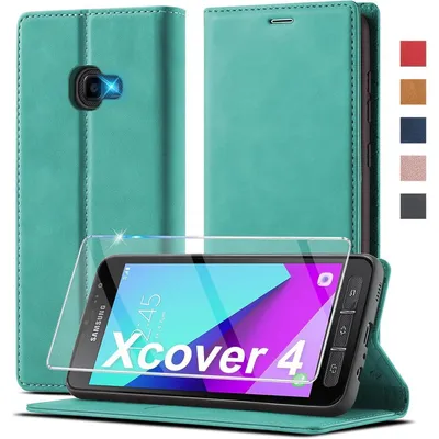 Immagine prodotto di Custodia in ecopelle pieghevole per Samsung Galaxy Xcover 4 / 4s, colore verde, con pellicola protettiva