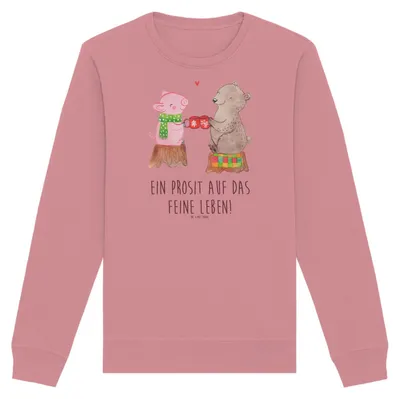 Produktbild von Mr. & Mrs. Panda Rundhals Pullover Glühschwein Sause Größe S - Canyon Pink - Geschenk, Bio-Pullover, Schwein, Bär, Weihnachten, Baumwoll, Prost, Sweater, Sweatshirt