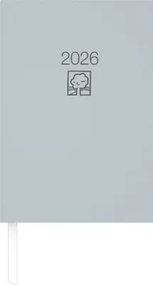 Produktbild von Zettler Buchkalender 1T/1S grau Blauer Engel 2026 - Timer 15 × 21 cm, 1 Tag pro Seite, Recyclingpapier, nachhaltig