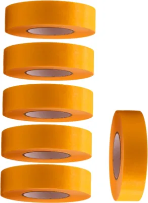 Produktbild von 6 Rollen Profi Goldband Klebeband 50 m  x 24 mm - Malerband Gold Kreppband - Abdeckband für Maler und Lackierer - Krepp für Innen und Außen - Malerkrepp - Vielseitiges Klebeband für Malerarbeiten