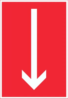 Produktbild von Richtungspfeil runter Schild hochkant weiss rot Pfeil A6 Rückseite selbstklebend