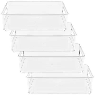 Image de Omgoods - Lot de 4 boîtes de rangement transparentes pour réfrigérateur, avec poignées