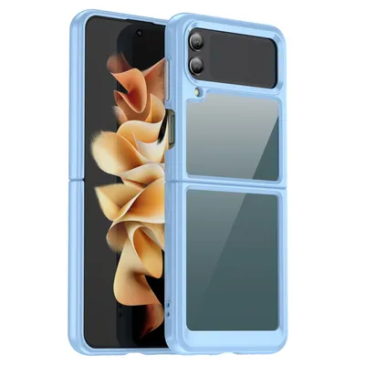 Productafbeelding van König Design hoesje, compatibel met Samsung Galaxy Z Flip4 5G, van zacht plastic - telefoonhoesje, blauw