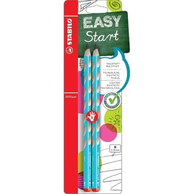 Zdjęcie produktu dla Ergonomiczny trójkątny ołówek dla praworęcznych - STABILO EASYgraph w kolorze niebieskim - opakowanie 2 sztuki - twardość B