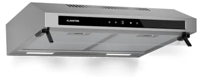 Image de Klarstein Purista Force Hotte aspirante, Hotte murale de cuisine 60 cm, 400 m³/h, Double moteur 2x60 W, CEE C, Panneau tactile LED, Éclairage LED, Filtre à charbon actif, Acier inoxydable