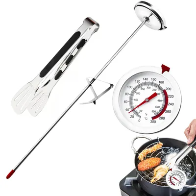 Kochthermometer 0-300 °C, Edelstahl, mit Clip, 30 cm