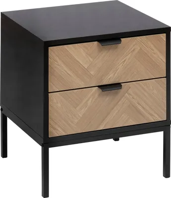 A product shot of a nightstand with two drawers.