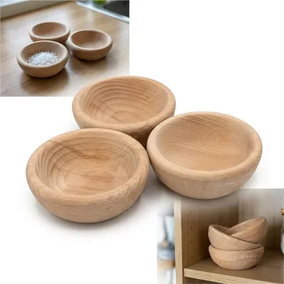 Zdjęcie produktu dla MISECZKA BUKOWA surowa 3 sztuki 9 cm drewniana MISA naturalna do kuchni