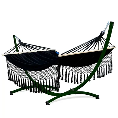 Produktbild von Potenza Outdoor Hängematte mit Gestell für 2 Personen I Stabhängematte XXL 220x160, 200kg I Grün Hängemattengestell 220kg Wetterfest