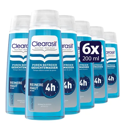 Produktbild von Clearasil Poren Befreier Gesichtswasser, Gegen Pickel und Hautunreinheiten, 6er Pack (6 x 200 ml)