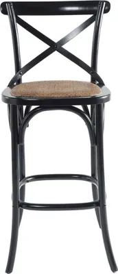 Zdjęcie produktu dla Hoker barowy z litego drewna i trzciny, szerokość 50 cm - BISTROT
