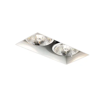 Produktbild von QAZQA - Modern Moderner Einbaustrahler weiß GU10 AR70 randlos 2-flammig - Oneon I Wohnzimmer I Schlafzimmer - Stahl Rechteckig - LED geeignet GU10
