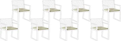 Produktbild von BELIANI Sitzkissen für Gartenstuhl 8er Set Hellgrün Stoffbezug mit Bindebändern 46 x 46 cm UV-beständig Modern Outdoor Stuhlkissen Stuhlpolster