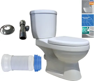Immagine prodotto di Domotechnika | Set WC compatto - 76,5 x 39 x 72 cm - Scarico verticale - Sedile Soft Close in duroplast