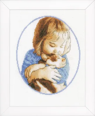 Produktbild von Vervaco Kreuzstich Set "Kuscheln mit der Katze", Zählmuster, 21x26cm