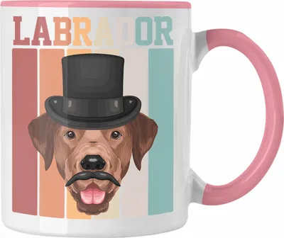 Produktbild von Trendation - Labrador Besitzer Tasse Geschenk Lustiger Spruch Geschenkidee Retro Vinatge Labrador (Rosa)