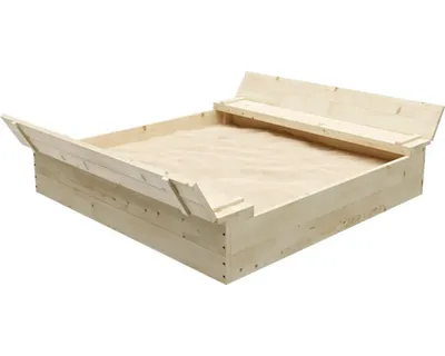 Obrázek produktu pro Pískoviště dřevěné s lavičkami 120 x 120 x 40 cm přírodní