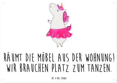 Produktbild von Mr. & Mrs. Panda tafel Einhorn Ballerina DIN A5 - Weiß - Geschenk, Unicorn, Wandbild, Schild, Türschild, Einhörner, Retro Blechschild, Party, Geburtstag, Wohnung