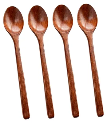 Produktbild von Holzlöffel 4 Stück Handpoliert Rührlöffel Suppenlöffel Honiglöffel Marmeladenlöffel Langer Griff Ergonomisch für den Haushalt