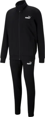 A black Puma tracksuit shown from the front.