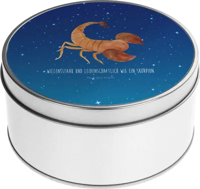 Produktbild von Mr. & Mrs. Panda Erinnerungsbox Sternzeichen Skorpion - Sternenhimmel Blau - Geschenk, Keksdose, Vorratsbehälter, Tierkreiszeichen, keksdosen, Skorpione, Oktober