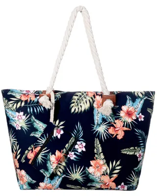 Produktbild von Große Strandtasche wasserabweisend mit Reißverschluss - Hawaiian Flower
