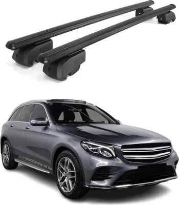 Zdjęcie produktu dla Poprzeczne relingi dachowe do Mercedesa GLC X253 (2015–2021) – czarne aluminiowe z homologacją ABE
