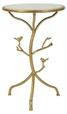 Immagine prodotto di Mauro Ferretti Tavolino "Uccelli" in marmo bianco dorato Ø 38x60 cm