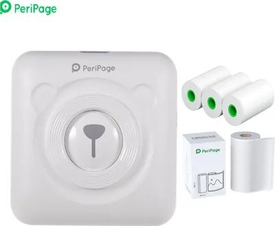 Produktbild von PeriPage Mini kapesní tiskárna štítků Bluetooth tiskárna štítků Termální tiskárna papíru + 3 role lepicí pásky 57 * 30 mm (bílá)+ 56 * 30 mm průsvitná samolepka + 56 * 30 mm samolepky