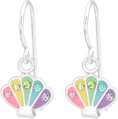 Produktbild von 1 Paar 925 Sterling Silber Ohrhaken Ohrhänger Meeresmuschel mit Kristallen