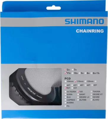 Produktbild von SHIMANO Kettenblatt 105 FC-R7000 52 Zähne Schwarz - präzise Schaltperformance...
