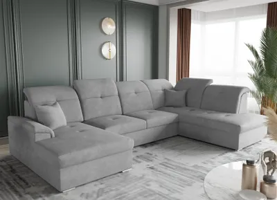 Produktbild von Wohnlandschaft Schlafsofa FREJA Stoff Brooklyn Betongrau Langer Schenkel Rechts