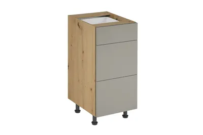 Produktbild von Küchenunterschrank 40 cm küchemöbel mit Schubladen ohne Arbeitsplatte, Langen D40S3 Beige/Matt