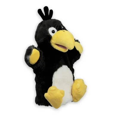 Produktbild von Inware Handpuppe Rabe schwarz/weiß/gelb 22 cm