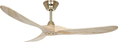 Obrázok produktu pre Energeticky úsporný stropný ventilátor s diaľkovým ovládaním Eco Genuino Brúsená mosadz / prírodné drevo 152 cm