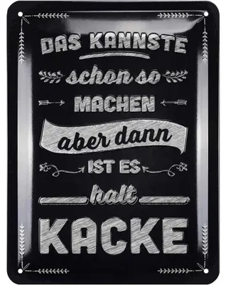 Produktbild von LANOLU retro Blechschilder Sprüche lustig "dann halt kacke", vintage Metallschild, Geschenk Büro Deko Werkstatt Schild Metall 15x20cm