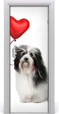 Produktbild von Tulup Türaufkleber 75x205 cm Dekorative Aufkleber Selbstklebend Wasserdichte Tapete Abnehmbar Schlafzimmer Wohnzimmer Wohnkultur - Hund mit einem Ballon