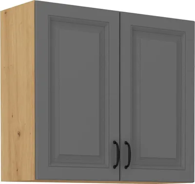 Image de Armoire de cuisine supérieure SOPHIA – largeur 80 cm, gris / chêne artisan