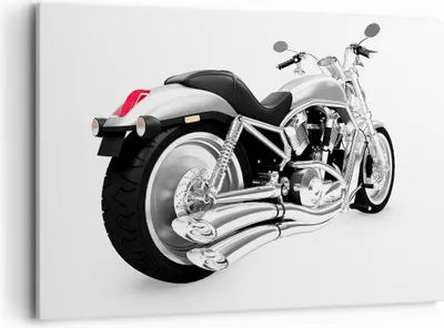 Produktbild von Bild auf Leinwand - Leinwandbild - Chopper Motorrad Chrom - 120x80cm - Wand Bild - Wanddeko - Leinwanddruck - Bilder - Kunstdruck - Wanddekoration - Leinwand bilder - Wandkunst - AA120x80-0476