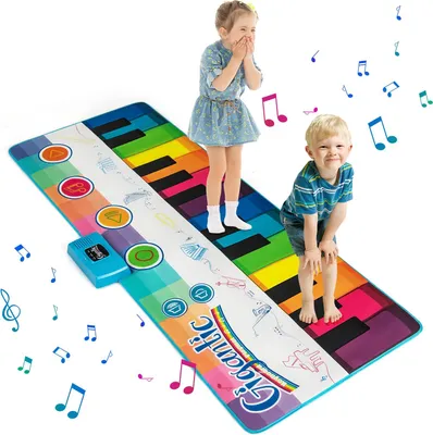Produktbild von GOPLUS Musikmatte Kinder ab 1 Jahr, 181cm Klaviermatte mit 8 Musikinstrumenten, 24 Tasten & 10 Liedern, Tanzmatte mit Aufnahme, Lautstärkeregelung
