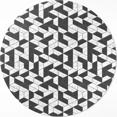 Produktbild von Modisches Steinmosaik mit Marmor – Vinyl Fußmatte – Ø 90cm – Rutschfest – Pflegeleicht & Langlebig
