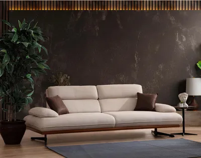 Immagine prodotto di Divano moderno a 3 posti, color beige, con un'imbottitura confortevole, ideale per il vostro soggiorno