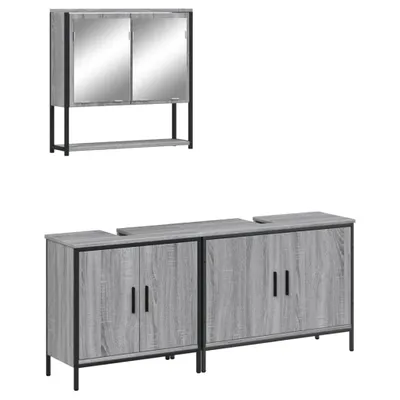 Immagine prodotto di vidaXL Set di mobili da bagno 3 pezzi grigio Sonoma in materiale ligneo