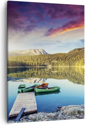 Produktbild von Bild auf Leinwand - Leinwandbild - Einteilig - See Berge Wasser - 50x70cm - Wand Bild - Wanddeko - Wandbilder - Leinwanddruck - Kunstdruck - Wanddekoration - Leinwand bilder - Wandbild - PA50x70-3595