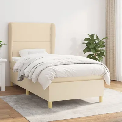 Produktbild von Design Möbel Boxspringbett mit Matratze Creme 100x200 cm Stoff - 2024 Neu