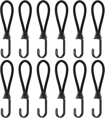Produktbild von Spannbänder mit Haken 15 cm, elastisch, Spiralhaken, 12 Stück