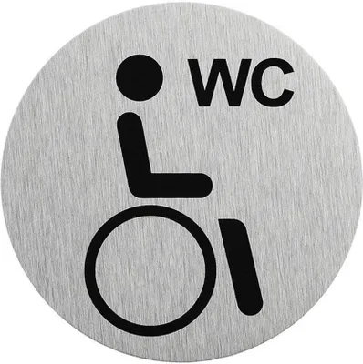 Immagine prodotto di Targa in alluminio per porta "pittogramma WC accessibile" Ø75mm