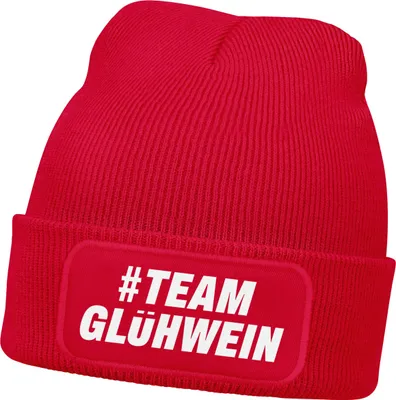 Produktbild von Damen Beanie Strickmütze mit Spruch Team Glühwein Aufdruck Lustig Damenmütze Wintermütze Moonworks®