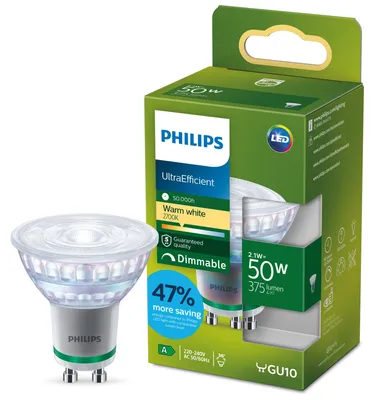 Produktbild von Philips Spot 50W PAR16 GU10, 2,1 W, 50 W, GU10, 375 lm, 50000 h