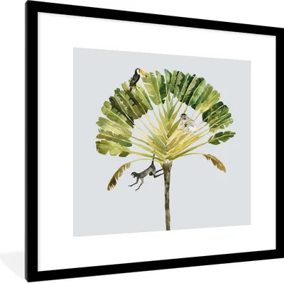 Produktbild von MuchoWow® Gerahmtes Poster Dschungel - Affe - Tukan 40x40 cm - Poster mit Schwarzem Bilderrahmen Wandposter Rahmen Foto Bilder - Poster - Plakat im Rahmen
